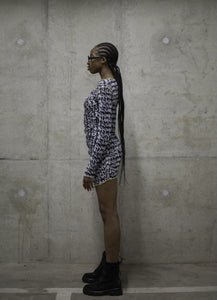 GRAFFITI MESH MINI DRESS